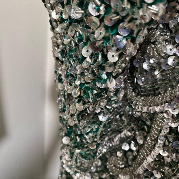ZENITH Fashions Green and Silver Sequin Maxi Dress PLUS SIZE 3X Formal Gown - Picture 14 of 15